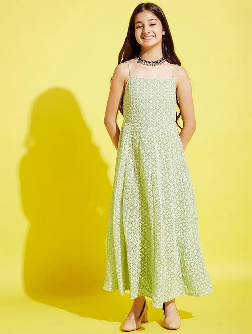 girls embroidered georgette gown - 20428247 - Very Small Image - 1