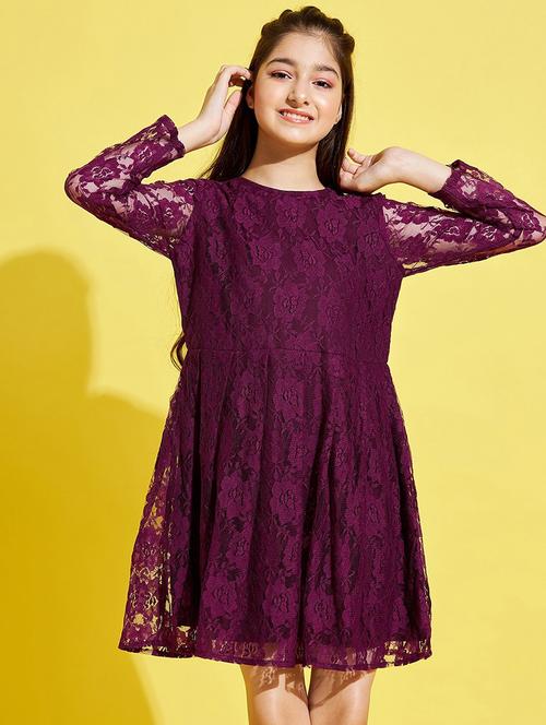 girls round neck long sleeves frock - 20428269 - Very Small Image - 1