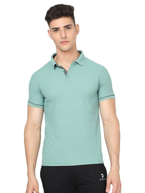 green solid short sleeves polo t-shirt - 20428300 - Very Small Image - 1