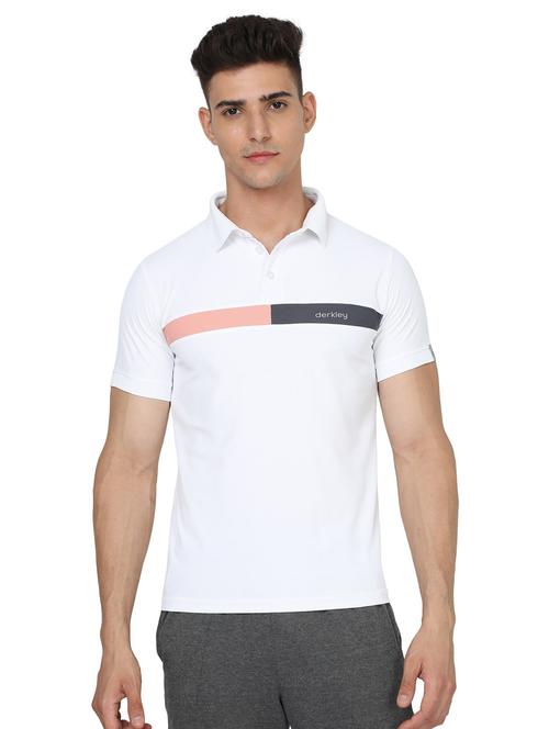 white color blocked polo short sleeves t-shirt - 20428330 - Very Small Image - 1