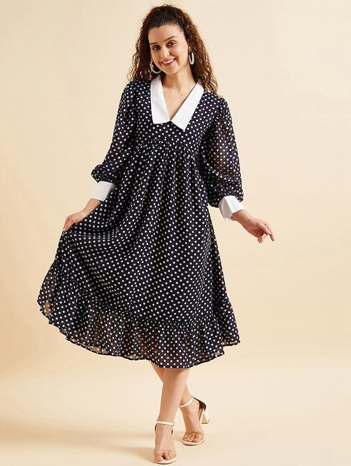 black polka dots empire line dress - 20428517 - Very Small Image - 1