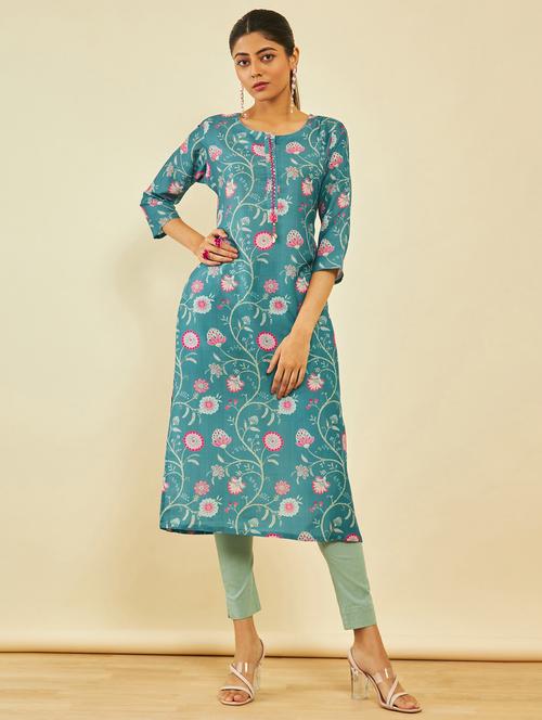 women floral printed straight kurta - 20429094 - Very Small Image - 1