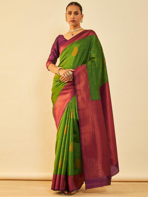 zari bordered paisley printed saree - 20429120 - Very Small Image - 1