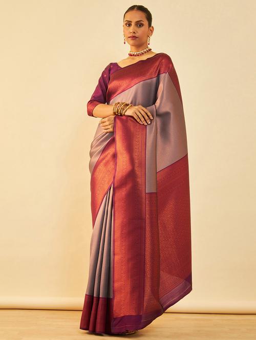 contrast border zari work saree - 20429131 - Very Small Image - 1