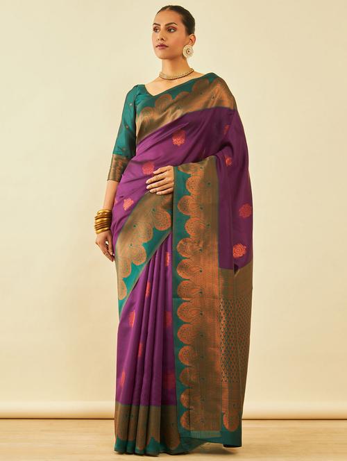 contrast border zari work saree - 20429134 - Very Small Image - 1