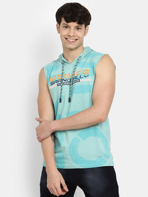men typography print cotton hooded vest - 20429407 - Very Small Image - 1