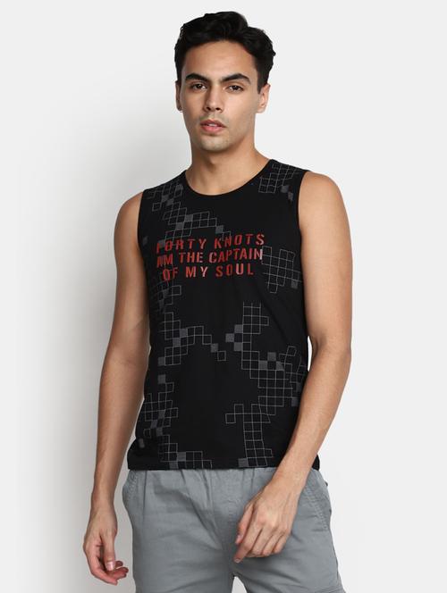 men typography print cotton vest - 20429434 - Very Small Image - 1
