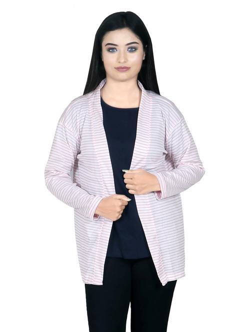 white striped long sleeves regular shrug - 20429979 - Very Small Image - 1