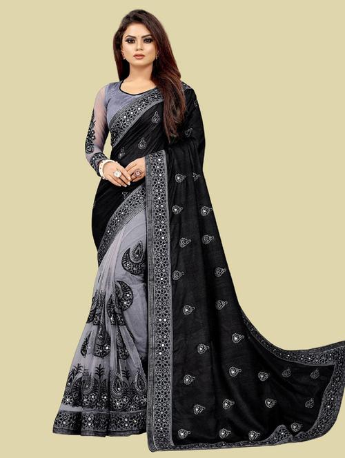 women's embroidered saree with blouse - 20430297 - Very Small Image - 1