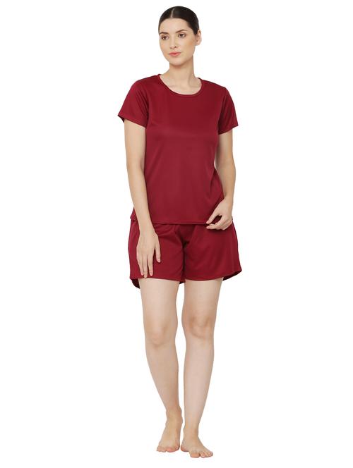 women's solid nightwear shorts set - 20430484 - Very Small Image - 1
