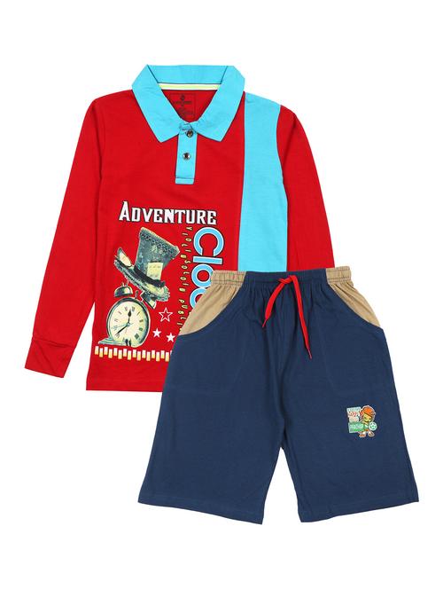 boys cotton t-shirt shorts twin set - 20430524 - Very Small Image - 1