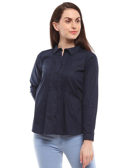 navy blue solid regular shirt - 20431177 - Very Small Image - 1