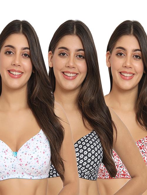 women pack of 3 printed t-shirt bra - 20431300 - Very Small Image - 1