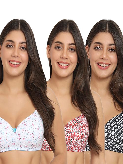 women pack of 3 printed t-shirt bra - 20431303 - Very Small Image - 1