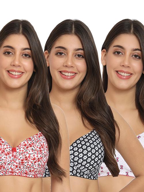 women pack of 3 printed t-shirt bra - 20431311 - Very Small Image - 1