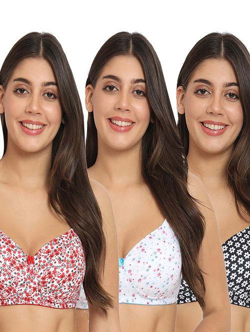 women pack of 3 printed t-shirt bra - 20431315 - Very Small Image - 1