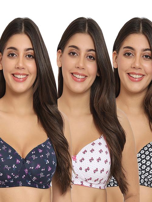 women pack of 3 printed t-shirt bra - 20431320 - Very Small Image - 1