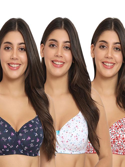 women pack of 3 printed t-shirt bra - 20431328 - Very Small Image - 1