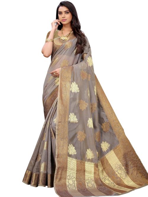 self design handloom saree with blouse - 20431689 - Very Small Image - 1