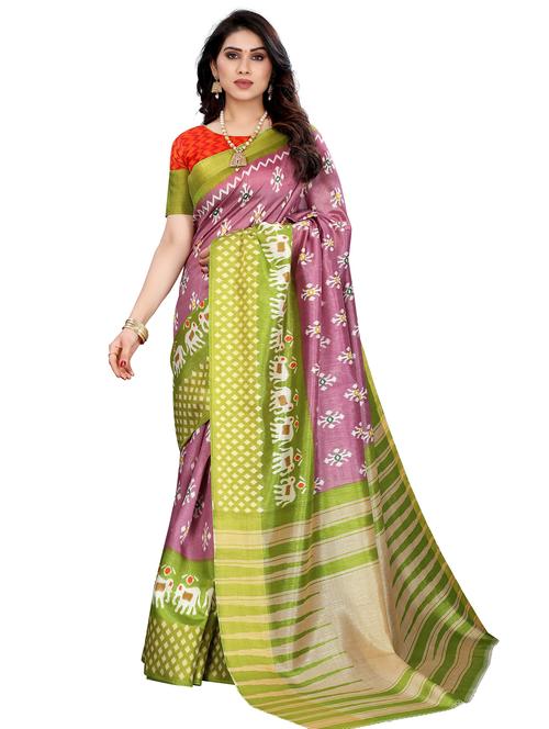ikat printed saree with blouse - 20431690 - Very Small Image - 1
