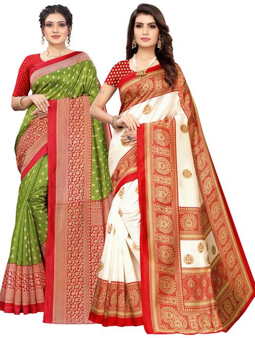 pack of 2 self design combo saree - 20431978 - Very Small Image - 1