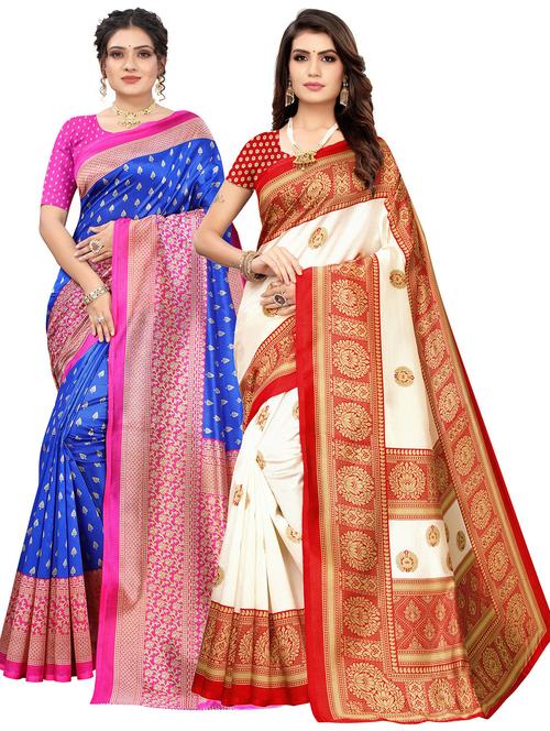 pack of 2 self design combo saree - 20431981 - Very Small Image - 1
