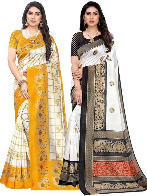 pack of 2 self design combo saree - 20432022 - Very Small Image - 1