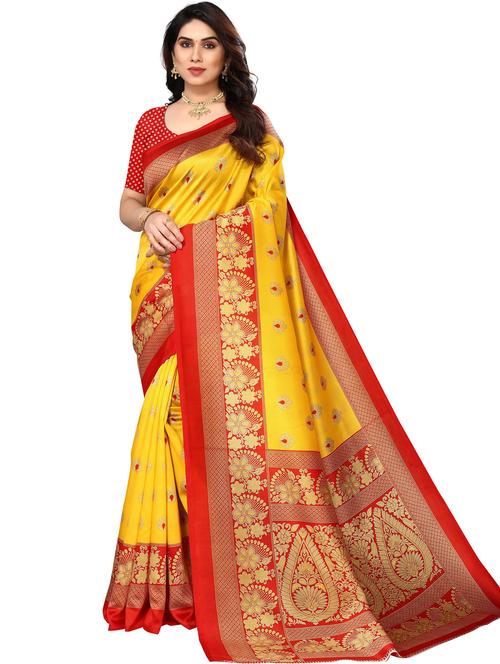 yellow printed saree - 20432042 - Very Small Image - 1