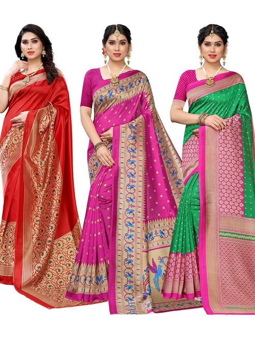 pack of 3 printed sarees - 20432155 - Very Small Image - 1