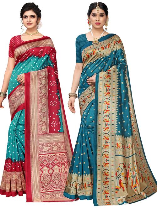 women's saree combo with blouse - 20432365 - Very Small Image - 1