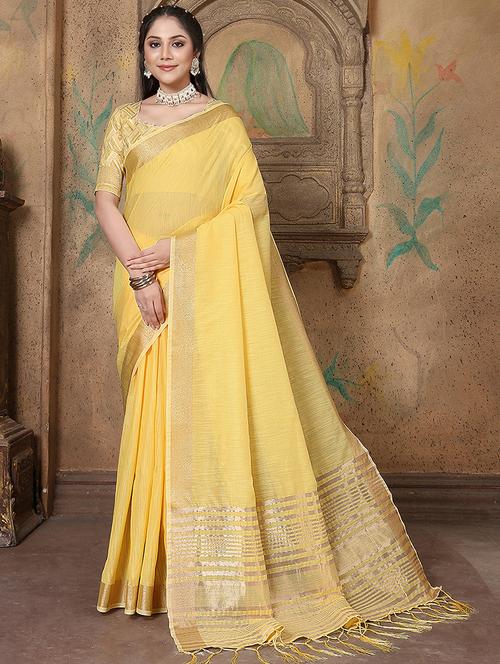 women's bordered yellow colored saree - 20432407 - Very Small Image - 1