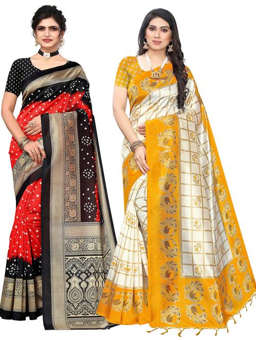 pack of 2 self design combo saree - 20432410 - Very Small Image - 1