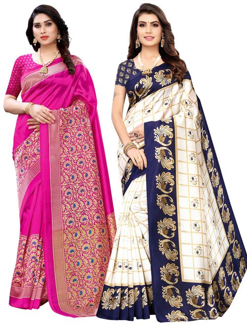 pack of 2 self design saree - 20432609 - Very Small Image - 1