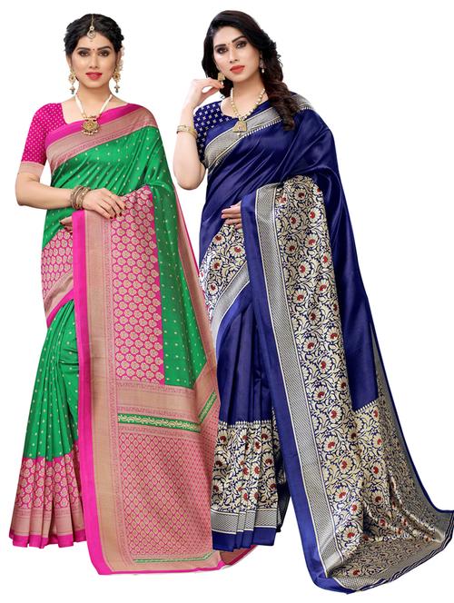 pack of 2 self design saree - 20432768 - Very Small Image - 1