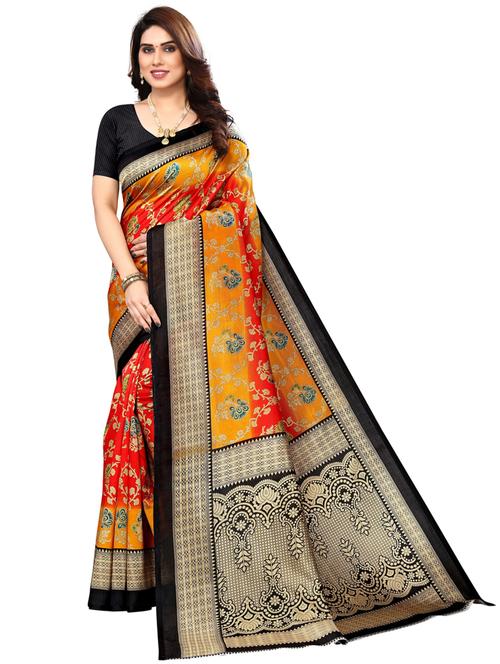 multi colored art silk printed saree with blouse - 20432777 - Very Small Image - 1
