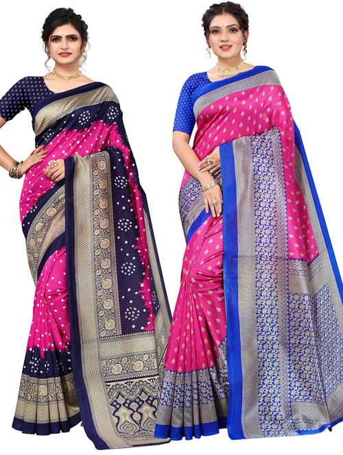 women's printed multi colored saree with blouse - 20432823 - Very Small Image - 1