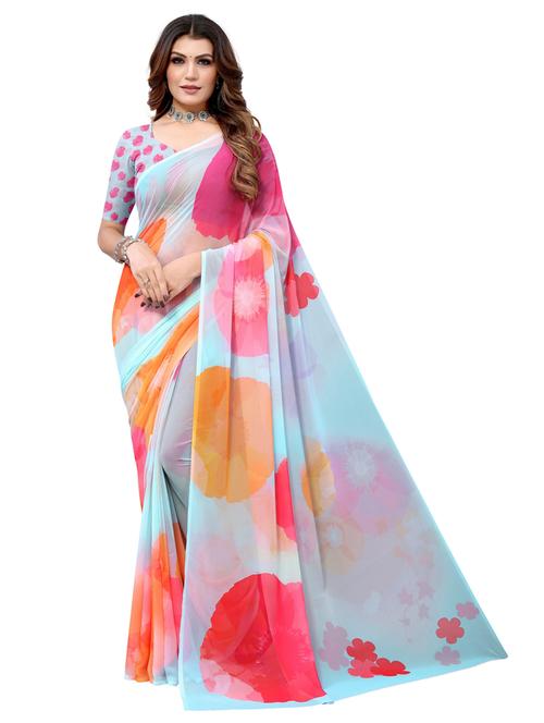 multi colored floral printed saree - 20432827 - Very Small Image - 1