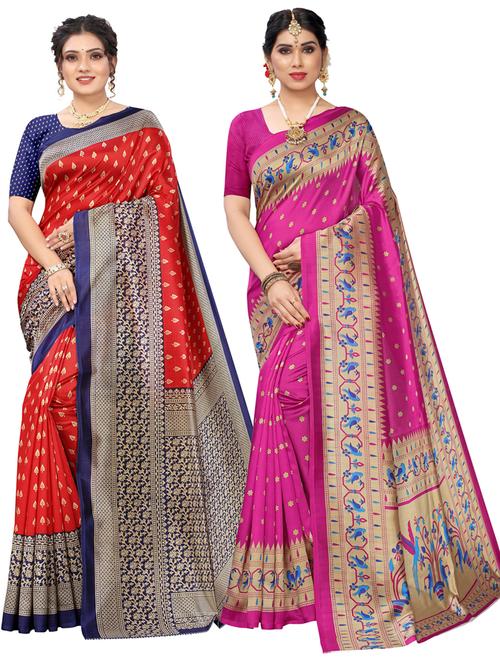 pack of 2 self design saree - 20432839 - Very Small Image - 1