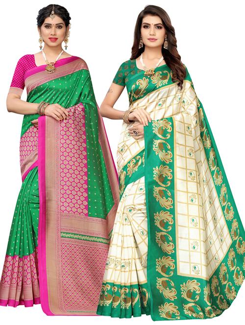pack of 2 self design combo saree - 20432912 - Very Small Image - 1