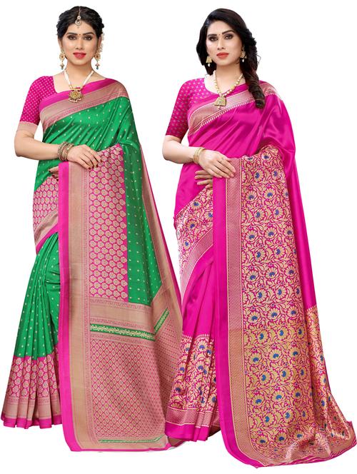 pack of 2 self design combo saree - 20433031 - Very Small Image - 1
