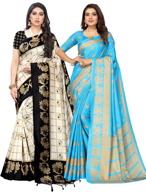 pack of 2 self design combo saree - 20433203 - Very Small Image - 1