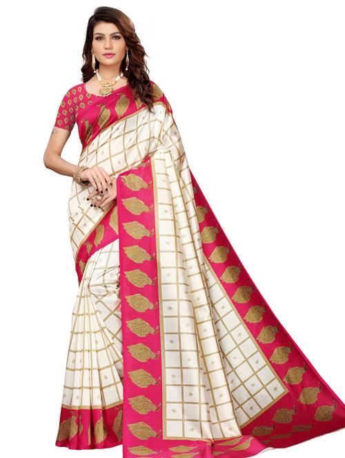check printed saree - 20433322 - Very Small Image - 1