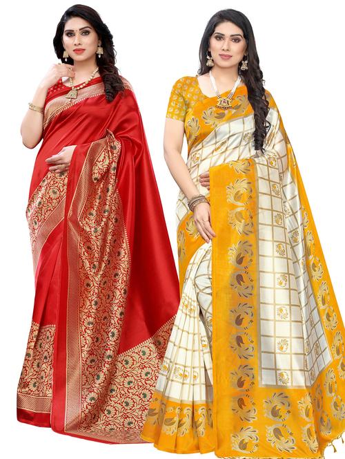 pack of 2 self design combo saree - 20433385 - Very Small Image - 1