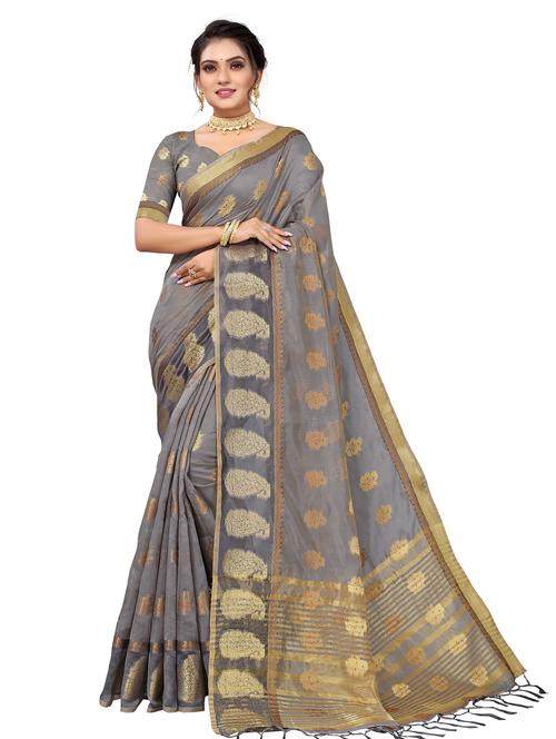 women grey banarasi saree - 20433405 - Very Small Image - 1