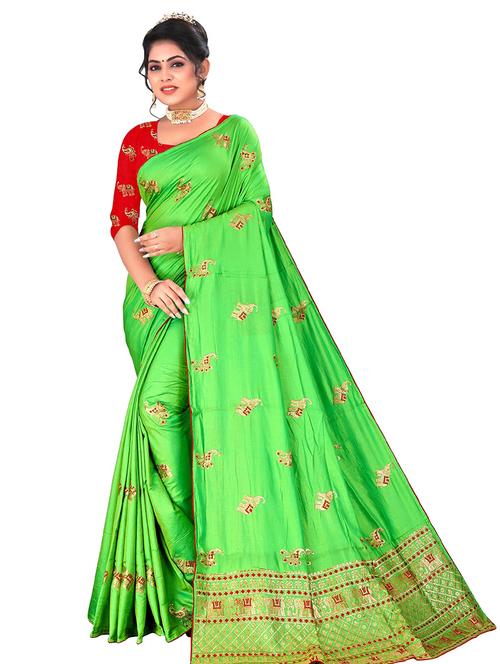 green embroidered saree - 20433514 - Very Small Image - 1