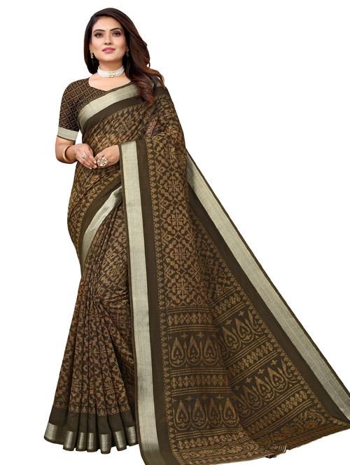 zari bordered printed saree with blouse - 20433555 - Very Small Image - 1
