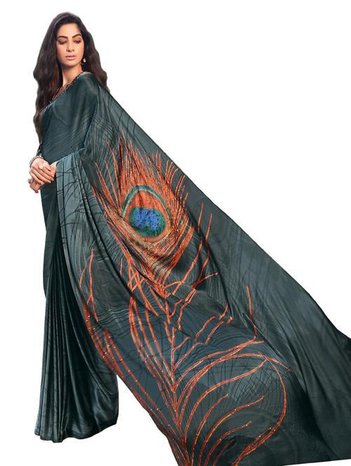 embellished grey printed saree - 20433628 - Very Small Image - 1