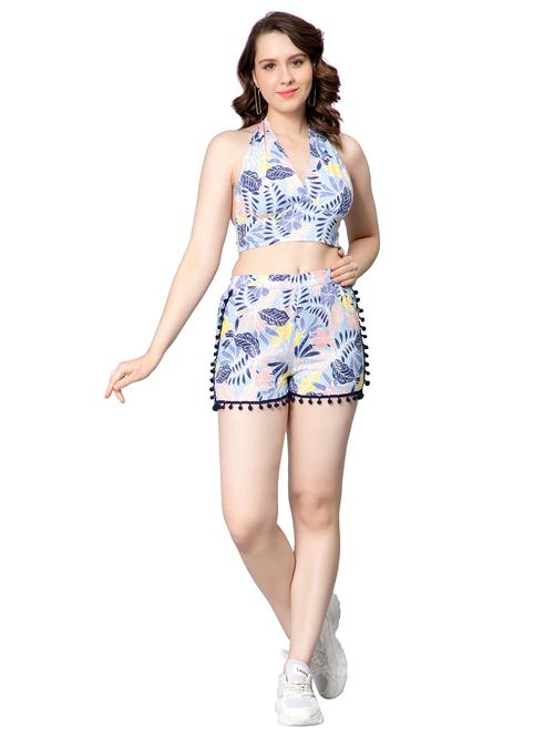 light blue tropical print top and shorts co-ord set - 20433924 - Very Small Image - 1