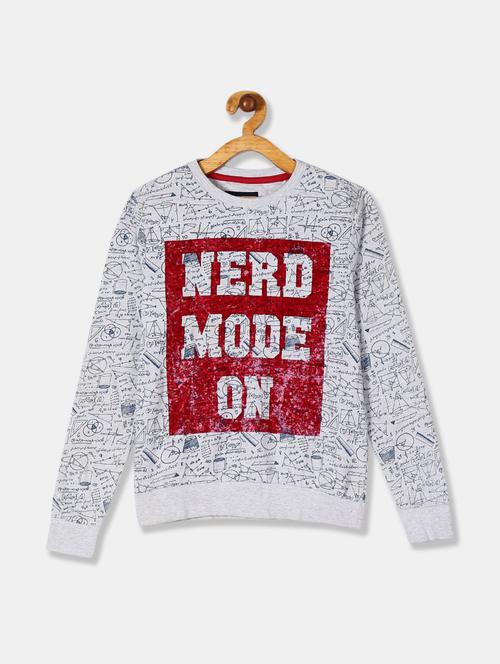 boys grey cotton blend regular sweatshirt - 20434114 - Very Small Image - 1