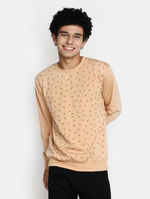 men printed beige cotton regular sweatshirt - 20434138 - Very Small Image - 1